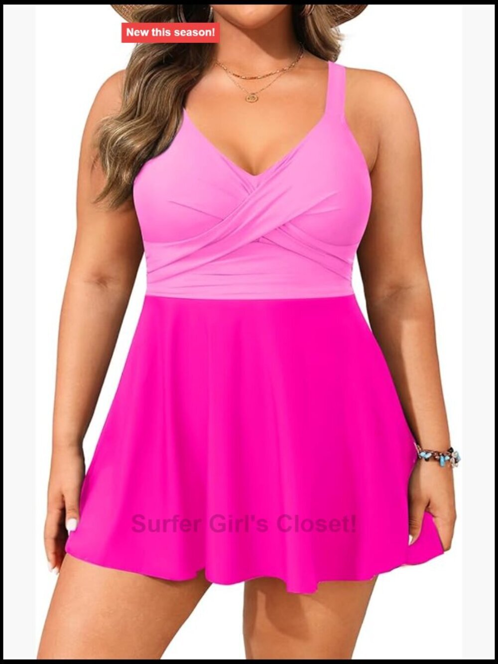 Plus Size Tankini Swim Dress with Shorts Tummy Control 2 Piece UPF 30